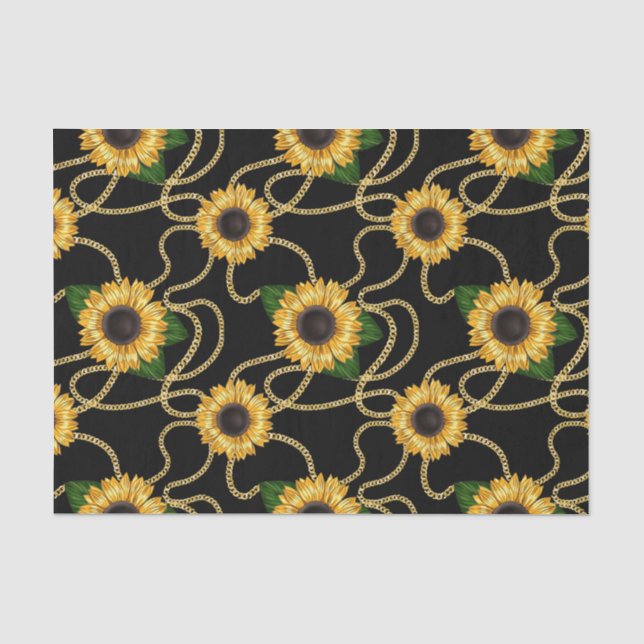 Klassische Gelbe Sonnenblumen Stilvolles Muster au Seidenpapier (Vorderseite)