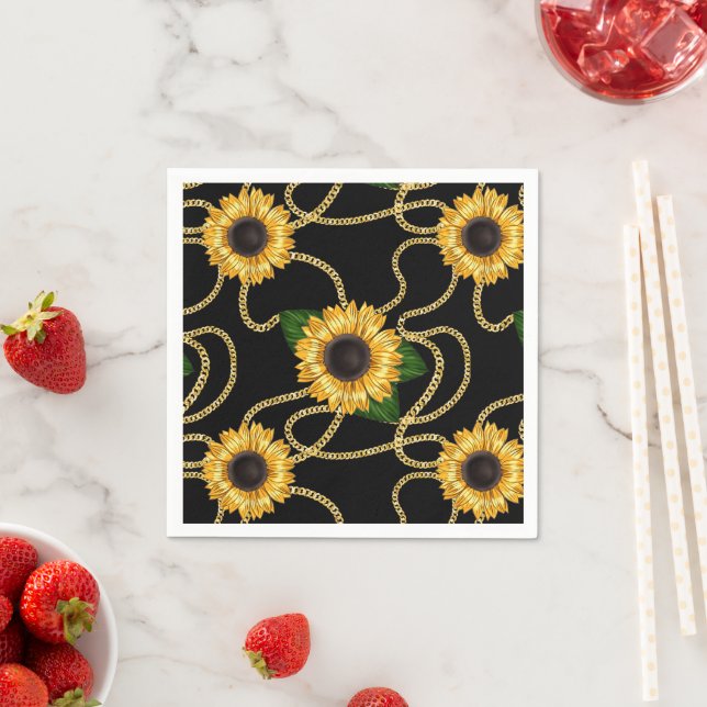 Klassische Gelbe Sonnenblumen Stilvolles Muster au Serviette (Beispiel)