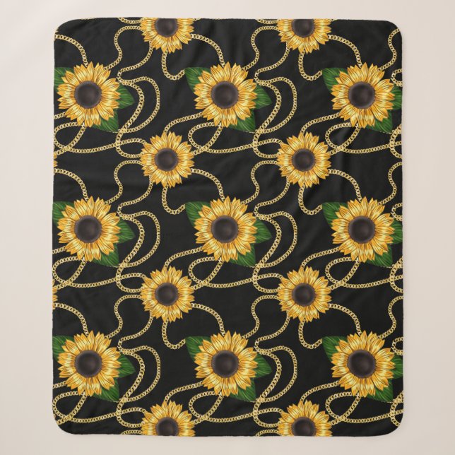 Klassische Gelbe Sonnenblumen Stilvolles Muster au Sherpadecke (Vorderseite)