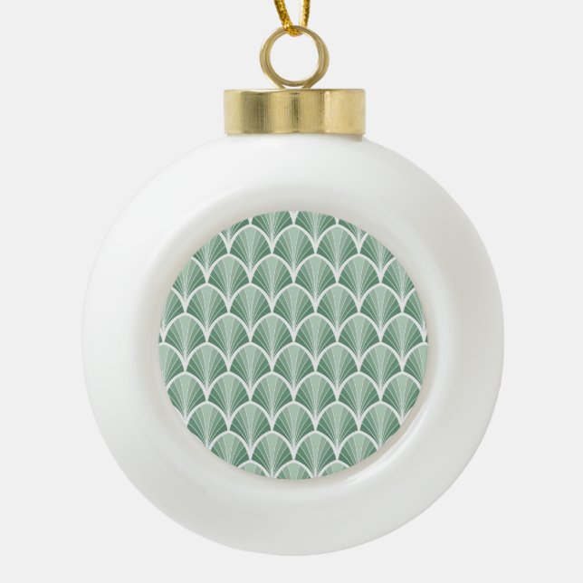 Klassische Geometrie: Art Deco Nahtloser Stil Keramik Kugel-Ornament (Vorderseite)