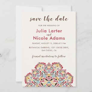 Klassische geometrische Mandala-Muster Save The Date