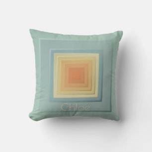 Klassische geometrische Quadrate (hellblau und gel Kissen