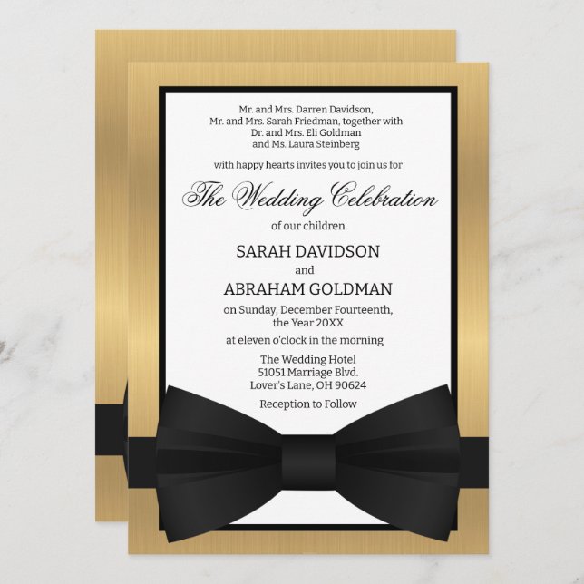 Klassische geschiedene Eltern Hochzeitseinladungen Einladung (Vorne/Hinten)