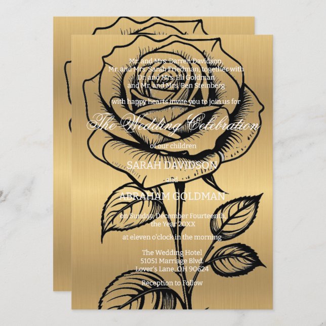 Klassische geschiedene Eltern Hochzeitseinladungen Einladung (Vorne/Hinten)