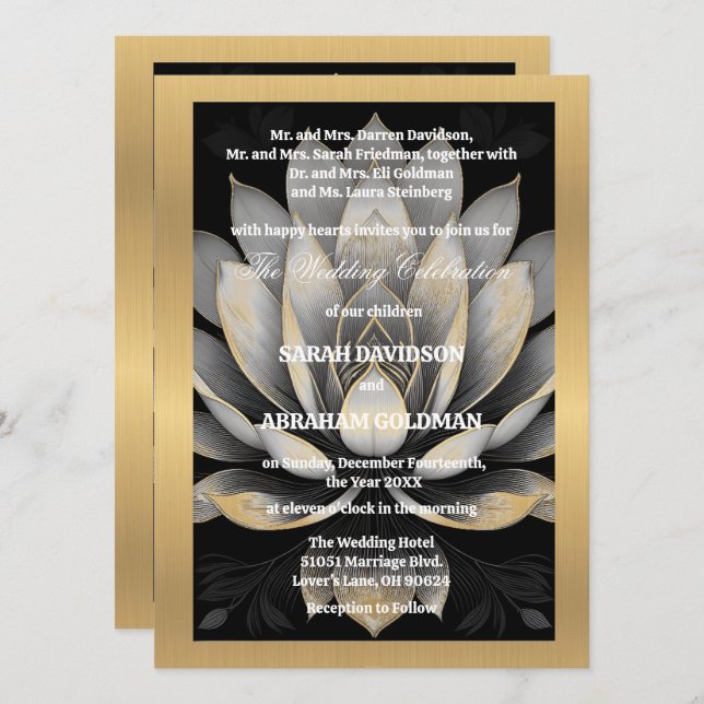 Klassische geschiedene Eltern Hochzeitseinladungen Einladung (Vorne/Hinten)