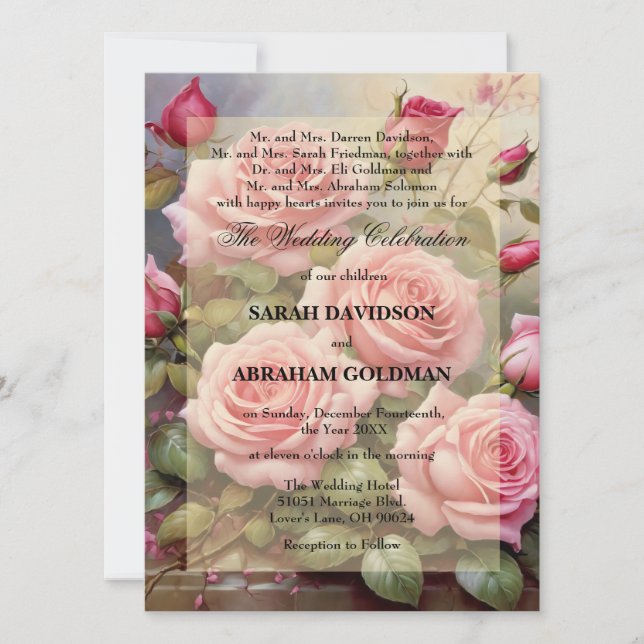 Klassische geschiedene Eltern Hochzeitseinladungen Einladung (Vorderseite)