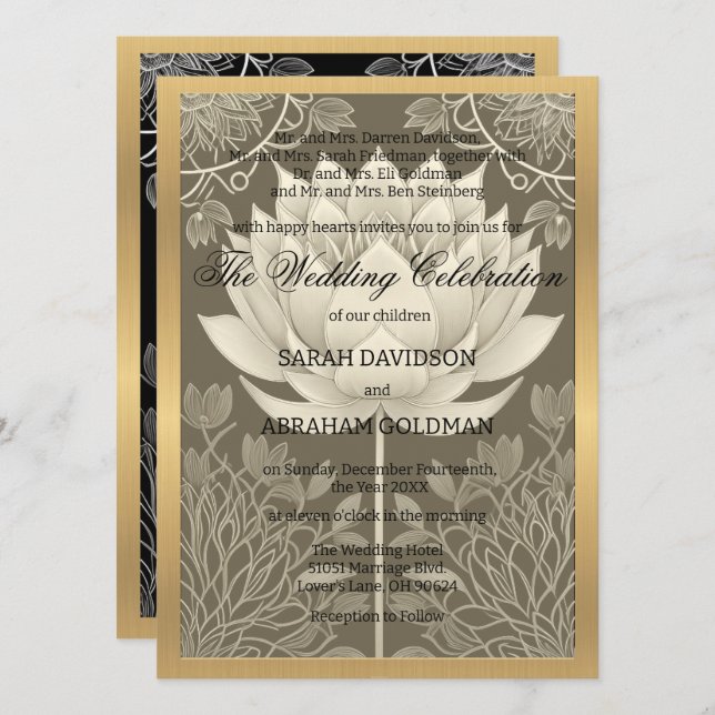 Klassische geschiedene Eltern Hochzeitseinladungen Einladung (Vorne/Hinten)