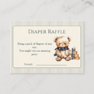 Klassische gestreifte Teddybär-Windel-Raffle-Karte Begleitkarte