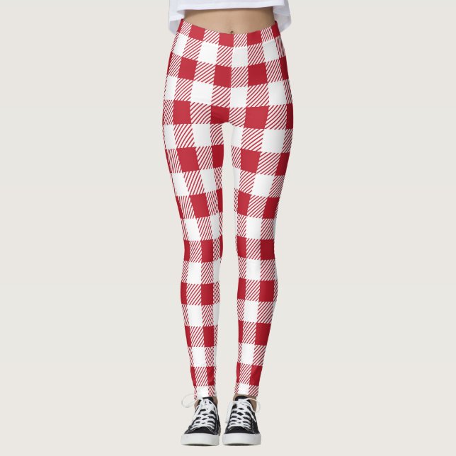 Klassische Gingham Checkered Style Leggings (Vorderseite)