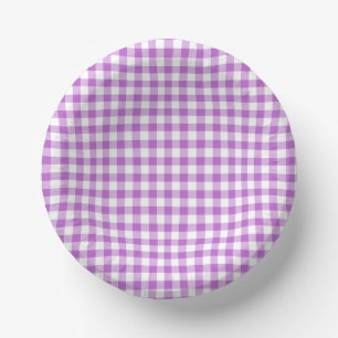 Klassische Gingham-Orchidee Lila Pappteller