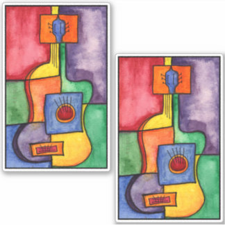 Klassische Gitarre im kubistischen Stil Aufkleber