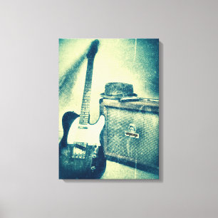 klassische Gitarre mit Amperebluesman-Leinwand Leinwanddruck