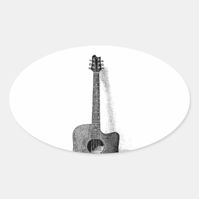 Klassische Gitarre Ovaler Aufkleber (Vorderseite)