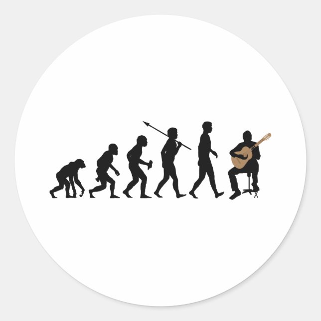 Klassische Gitarre Runder Aufkleber (Vorderseite)