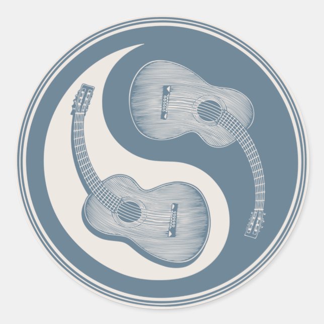 Klassische Gitarre Yin Yang Runder Aufkleber (Vorderseite)