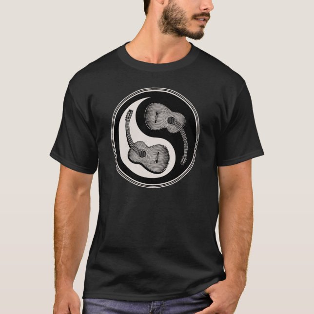 Klassische Gitarre Yin Yang T-Shirt (Vorderseite)