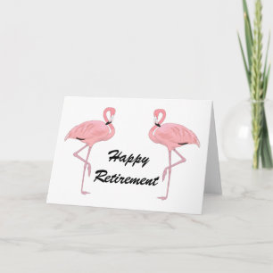 Klassische Glückliche Rente Flamingos Karte