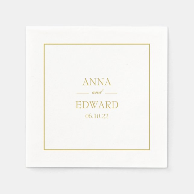 Klassische Gold Block Brie and Groom Wedding Napki Serviette (Vorderseite)