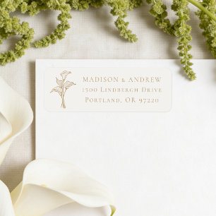 Klassische Gold-Calla-Lily-Hochzeitsadresse