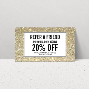Klassische Gold Glitzer Salon Referenzkarte Empfehlungskarte