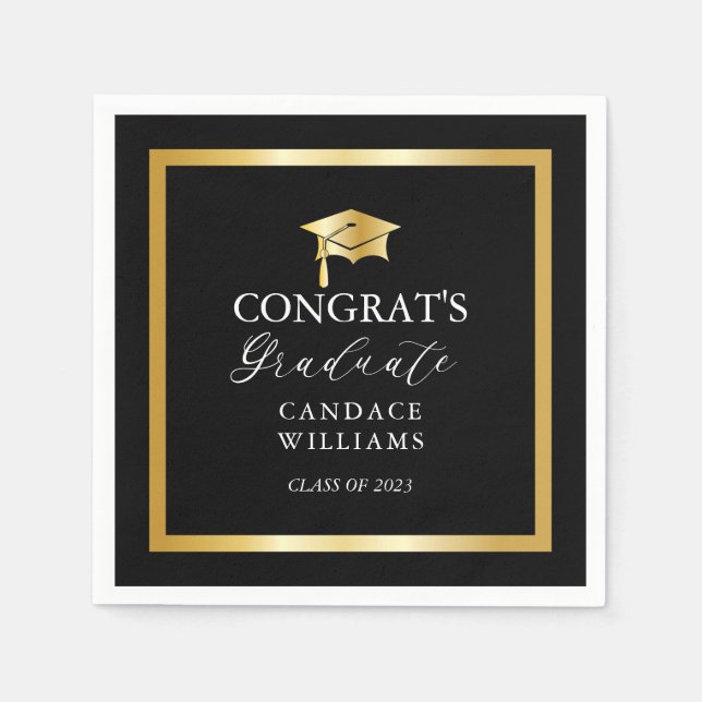 Klassische Gold Minimalistisch Graduation Party Bl Serviette (Vorderseite)