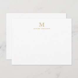 Klassische Gold Modern Monogram Erstkarte Einladung