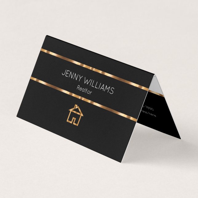 Klassische Gold Realtor Theme Faltkarten Visitenkarten (Vorderseite)