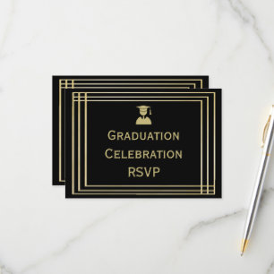 Klassische Gold- und Black Graduation Party RSVP Karte