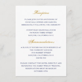 Klassische Gold- und Navy-Hochzeitskarte Begleitkarte