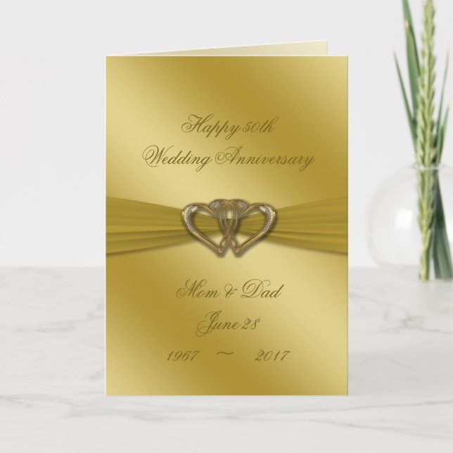Klassische Golden 50. Wedding Anniversary Card Karte (Vorderseite)