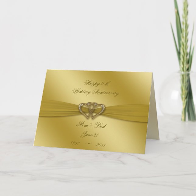 Klassische Golden 50. Wedding Anniversary Card Karte (Vorderseite)