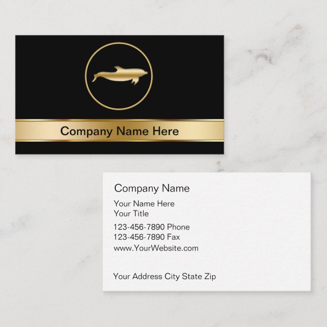 Klassische Golden Delphin Symbol Business Cards Visitenkarte (Vorne/Hinten)