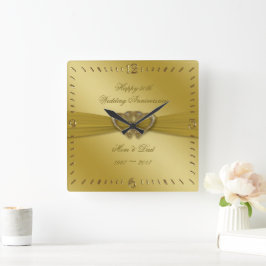 Klassische goldene 50. Hochzeitsszenario Quadratische Wanduhr