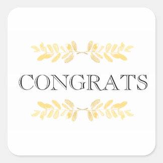 Klassische goldene Blätter - minimalistisch Quadratischer Aufkleber