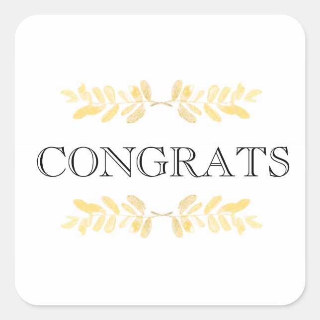 Klassische goldene Blätter - minimalistisch Quadratischer Aufkleber (Vorderseite)