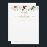 Klassische goldene blumenreiche Hochzeitwörter der Hinweiskarte<br><div class="desc">Diese klassische goldblütige Hochzeitskarte mit Ratschlägen zur Weisheit ist perfekt für eine rustikale Hochzeit. Die Blume sind in den Farben Weiß, Bordeaux und Gold gehalten, Beeren mit grünem Blattwerk in eleganten Bouquets. Diese Karten sind ideal für Hochzeiten, Brautparty, Babydusche, Graduiertenfest u.v.m. Personalisieren Sie die Karten mit den Namen der Braut...</div>