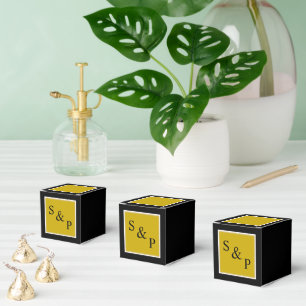 Klassische Goldene Braut & Groom Monogram Hochzeit Geschenkschachtel