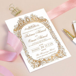 Klassische goldene Hochzeit an der weißen islamisc Einladung