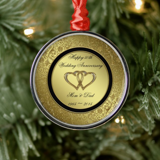 Klassische Goldene Hochzeit zum Jubiläum Silbernes Ornament (Baum)