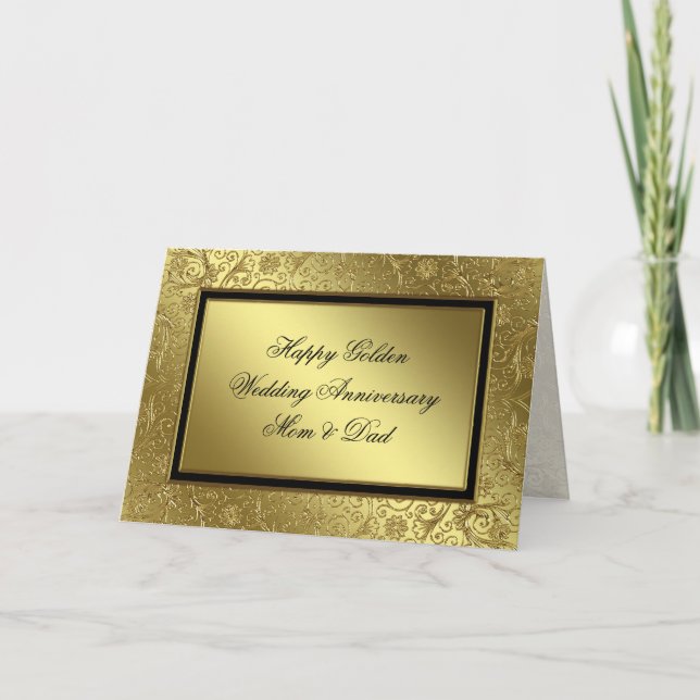 Klassische Goldene Hochzeitenkarte Karte (Vorderseite)