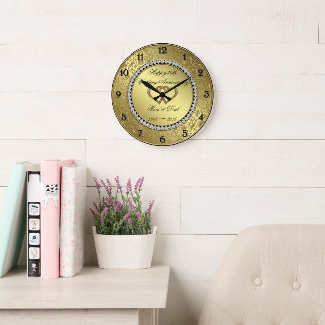 Klassische goldene Hochzeitshaltechuhr Große Wanduhr (Lesesaal)
