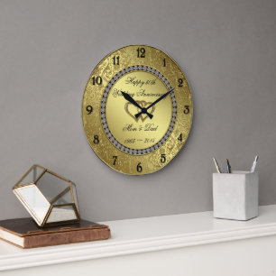 Klassische goldene Hochzeitshaltechuhr Große Wanduhr