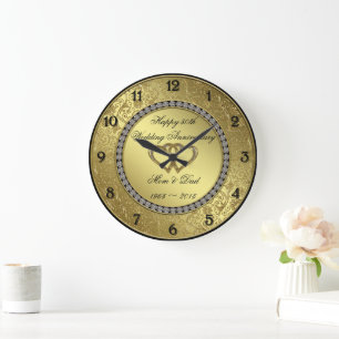 Klassische goldene Hochzeitshaltechuhr Große Wanduhr