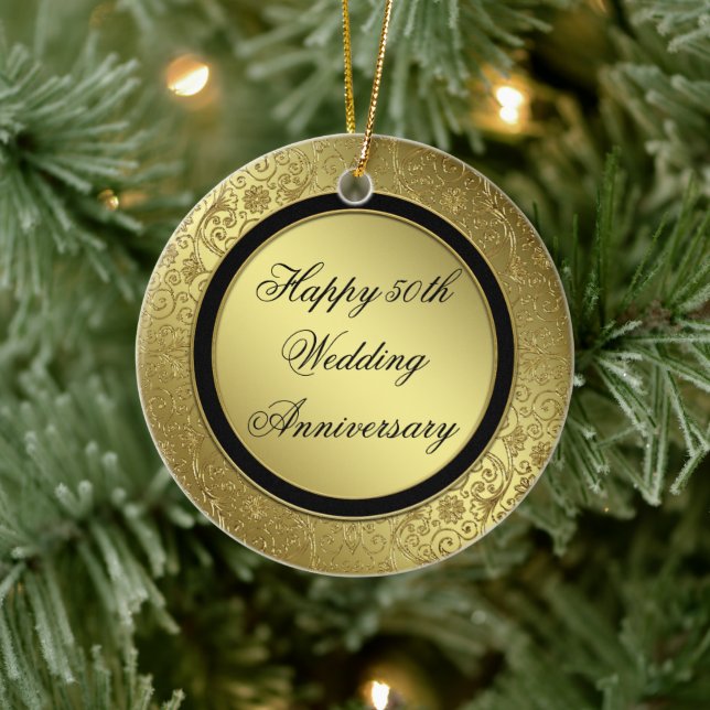 Klassische Goldene Hochzeitsszenarien Keramikornament (Baum)