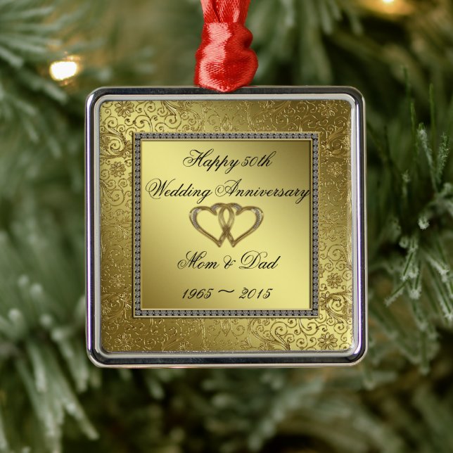 Klassische Goldene Hochzeitsszenario Silbernes Ornament (Baum)
