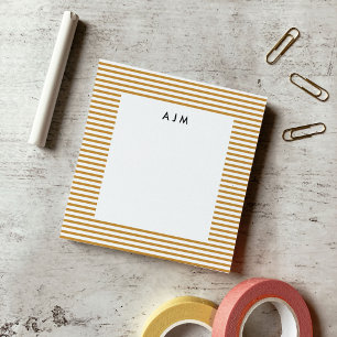 Klassische goldene Streifen Monogramm Post-it Klebezettel