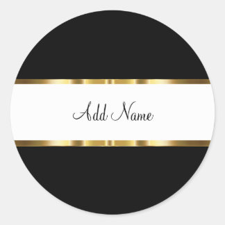 Klassische goldfarbene und weiße Monogramm-Aufkleb Runder Aufkleber
