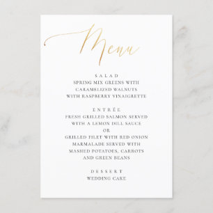 Klassische Goldkalligrafie Elegant Formal Weddin Menükarte