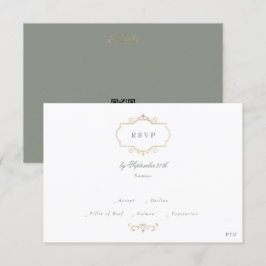 klassische Goldmonogramm-Website QR CODE BACK Salb RSVP Karte