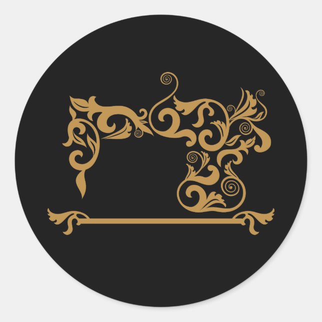 Klassische GoldNähmaschine Runder Aufkleber (Vorderseite)